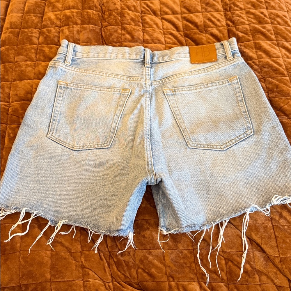 Anine Bing Light Blue Jean Shorts with Frayed Hem - Picture 4 of 7